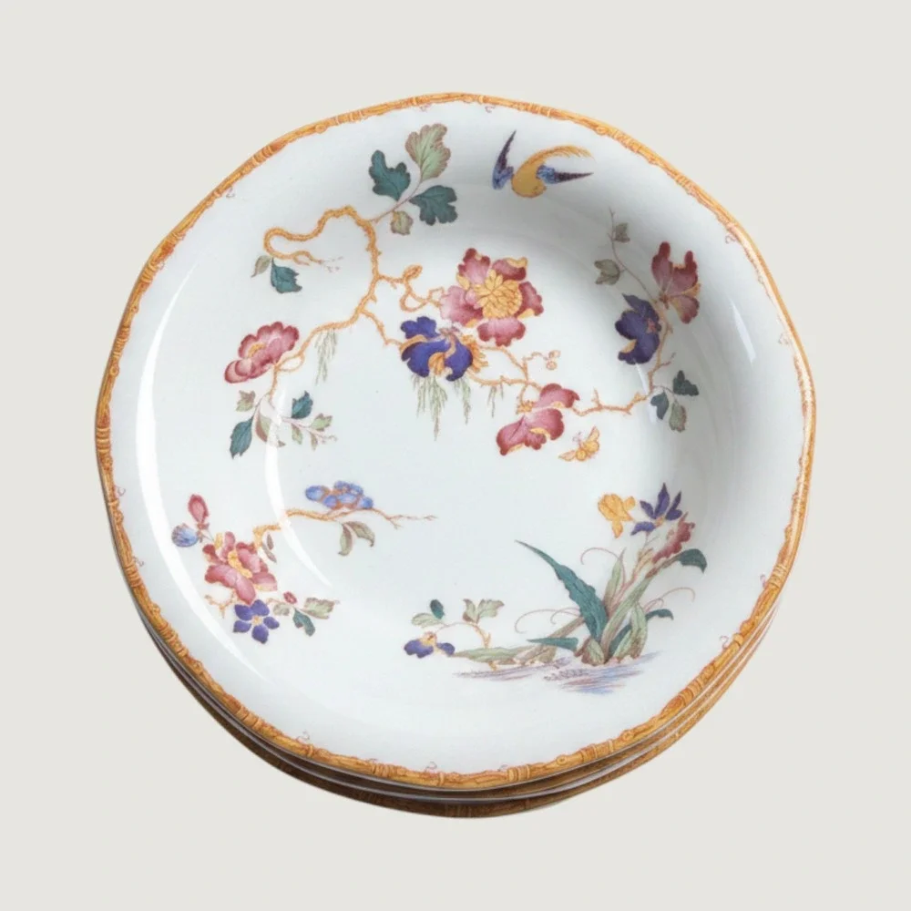 Wedgwood Devon Rose Georgetown Chinoiserie Fruit Bowls Set of 4 Floral Bird 6